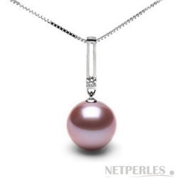 Pendentif Or 18k et Diamants avec Perle d'eau douce DOUCEHADAMA Lavande