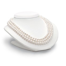 Collier triple rang 41-43-45 cm de perles d'Akoya 8-8,5 mm qualité AAA