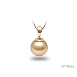 Pendentif Or 18k perle de culture des Philippines dorée AAA