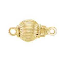 Fermoir rond 6 mm pour rang de perles, Or Jaune 14k strié