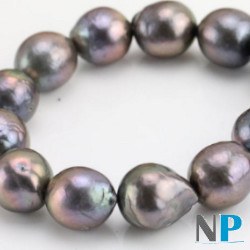 Bracelet Perles Kasumi Eau Douce Noires 11-13 mm sur fil elastique