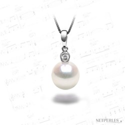 Pendentif Or gris ou Jaune 18k et perle de culture d'Eau Douce blanche