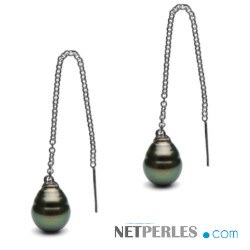 Boucles d'Oreilles Perles de Tahiti cerclées Baroques de 10-11 mm