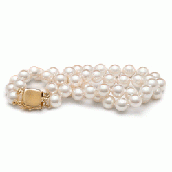 Bracelet double rang (2x20cm) perles d'Eau Douce 6-7 mm AA+ ou AAA