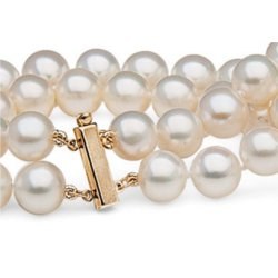 Bracelet 18 cm Double Rang de perles d'Akoya 9-9,5 mm AAA