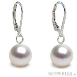 Boucles d'Oreilles Argent 925 et perles de culture blanches d'Australie AAA