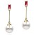 Paire de boucles d'Oreilles Or 9k 2 rubis, perles d'Akoya blanches 9,0 à 9,5 mm