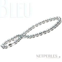 Collier 45 cm de perles d'Akoya Baroque de couleur Bleu 9-9.5 mm