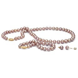 Parure de Perles d'Eau Douce 45/18 cm 7-8 mm Lavande 3 Bijoux Collier Bracelet boucles