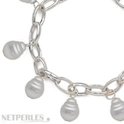 Bracelet de perles d'Australie baroques sur Argent rhodié