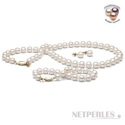 Parure perles d'Eau Douce Blanches 7-8 mm 45/18 cm DOUCEHADAMA