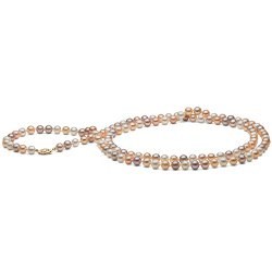 Long collier de perles d'Eau Douce multicolores 7-8 mm, 130 cm