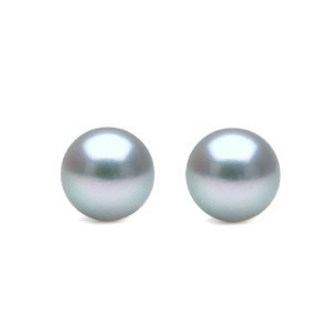 Paire de Perles de culture d'Akoya bleues argentées 8-8,5 mm AAA