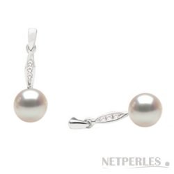 Boucles d'Oreilles Or Diamants et Perles d'Akoya AAA