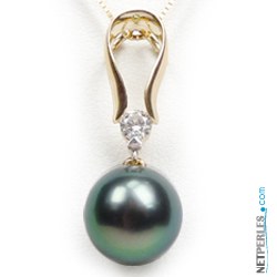 Pendentif Or 18 Carats perle de Tahiti et diamant