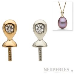 Belière Eclat en Or 18 carats et diamant pour perle de culture semi percée