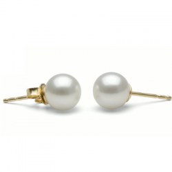 Boucles d'Oreilles Or 18k perles d'Eau Douce DOUCEHADAMA Blanches de 7 à 8 mm