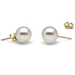 Boucles d'Oreilles Or 18k perles d'Eau Douce Blanches 8-9 mm DOUCEHADAMA