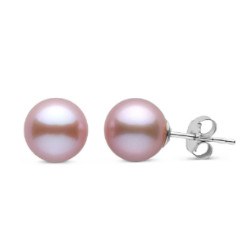 Boucles d'Oreilles Or 18k perles d'Eau Douce Lavande 8-9 mm DOUCEHADAMA