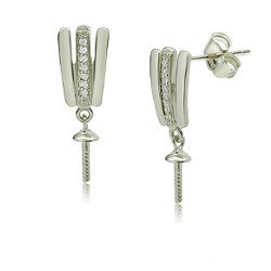 Paire de montures pour Boucles d'oreilles en Argent avec zirconiums