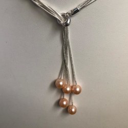 Collier pendentif en Argent 925 avec 5 perles d'Eau Douce 7-8 mm DOUCEHADAMA