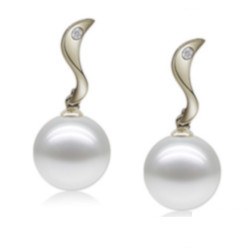 Boucles d'Oreilles Argent 925 zirconiums et Perles d'Akoya AAA