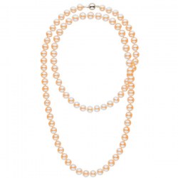 Long collier de perles d'Eau Douce de 9 à 10 mm Pêche 90 cm