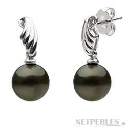 Boucles d'Oreilles en Or 14 carats Perles de Tahiti 8-9 mm AAA