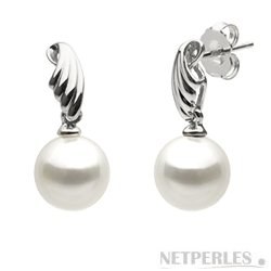 Boucles d'Oreilles en Or 14 carats et perles d'Eau Douce 8-9 mm DOUCEHADAMA