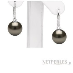 Boucles d'Oreilles Or 14k Perles de Tahiti et diamants