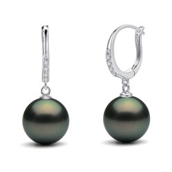 Boucles d'Oreilles Or 9 carats Perles de Tahiti et diamants
