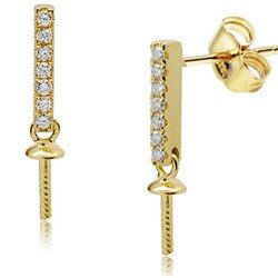 Paire de montures pour Boucles d'oreilles en Or 9 carats avec diamants