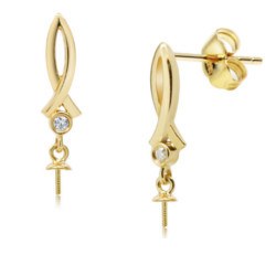 Paire de montures pour Boucles d'oreilles en Or 18 carats avec diamants