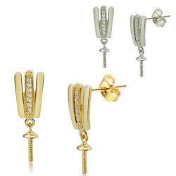 Paire de montures pour Boucles d'oreilles en Or 18k avec diamants