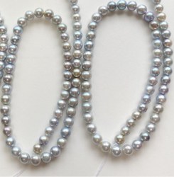 Collier de perles de culture d'Akoya Bleues 7.5-8 mm 44 cm