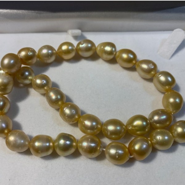 Collier de perles dorées baroques des Philippines en forme goutte 