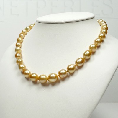 Collier de perles dorées Philippines baroques de 8,5 à 13 mm AA+