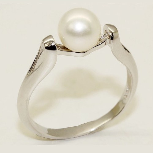 Bague Argent 925 avec perle d'eau douce blanche 7-8 mm AAA