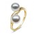 Bague Toi&Moi, Or 18k deux perles d'eau douce 6-7 mm AAA couleur au choix