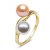 Bague Toi&Moi, Or 18k deux perles d'eau douce 6-7 mm AAA couleur au choix