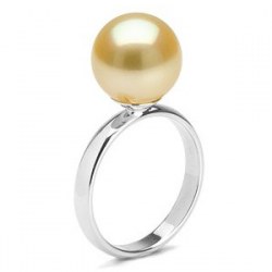 Bague Rosalie Argent 925 avec perle dorée des Philippines Qualité AAA