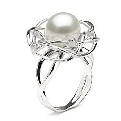 Bague Or 18k avec perle de culture d'Australie Blanche 10-11 mm AAA