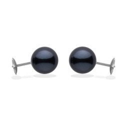 Boucles d'Oreilles perles d'Akoya noires 7 à 7,5 mm sur système Guardian