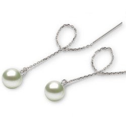 Boucles d'Oreilles Argent 925 de Perles de culture d'Akoya blanches