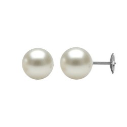 Boucles d'Oreilles perles d'Australie Blanches 9 à 10 mm AAA sur systèmes GUARDIAN