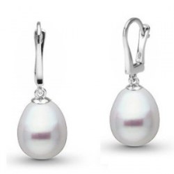 Boucles d'oreilles en Or 14k perles d'Australie Blanches Gouttes 10-11 mm AA+/AAA