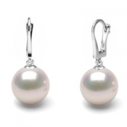 Boucles d'Oreilles Dormeuses Or 14k perles d'Akoya HANADAMA blanches