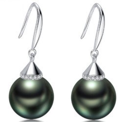 Boucles d'Oreilles Argent 925 Zirconiums et perles de Tahiti