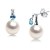 Boucles d'Oreilles Or Gris 18k Crystal bleu Perles d'Akoya qualité AAA