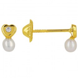 Une seule Boucle d'Oreille avec une perle baroque d'Eau Douce blanche 5 mm Or 18k zirconium